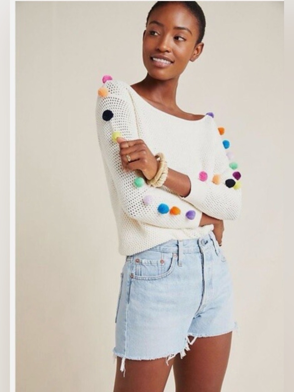 Anthropologie Pom Pom Sweater Size Small
